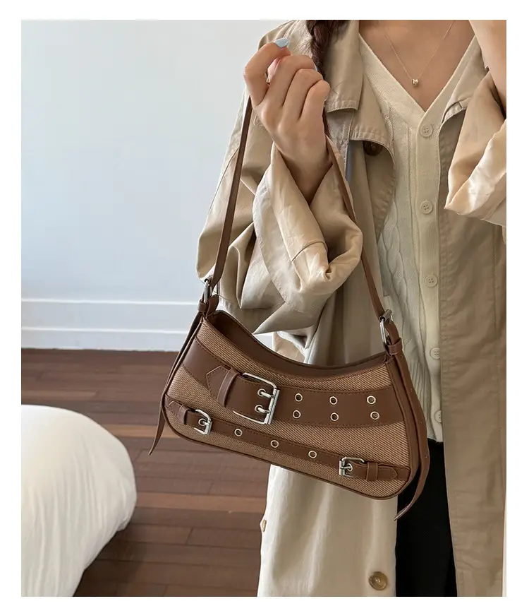 Trendy Biker Style Shoulder Bag 2025 Green Gray — feature 12