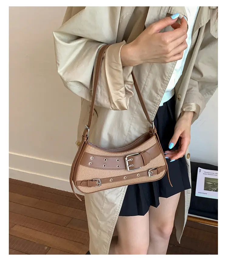 Trendy Biker Style Shoulder Bag 2025 Green Gray — feature 13