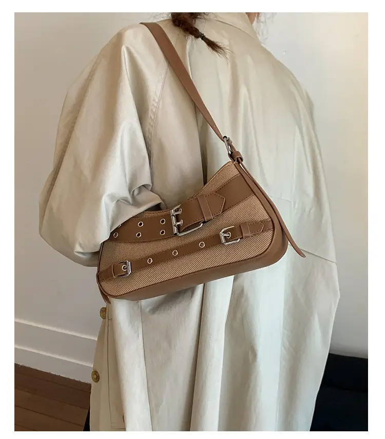 Trendy Biker Style Shoulder Bag 2025 Green Gray — feature 14