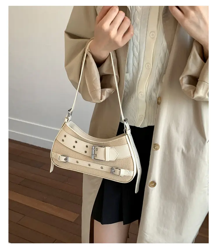 Trendy Biker Style Shoulder Bag 2025 Green Gray — feature 17