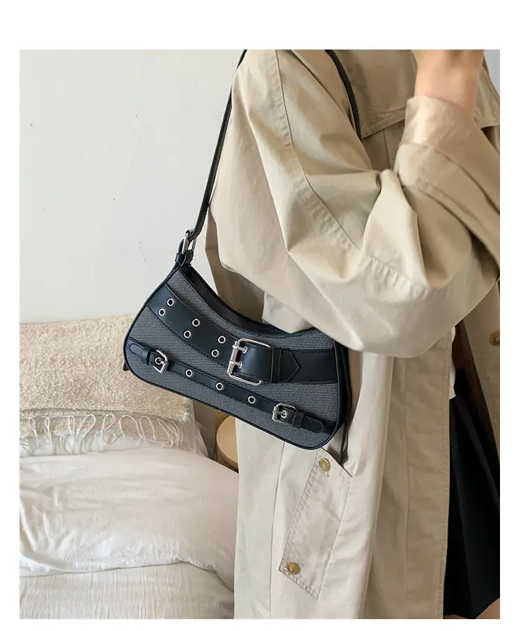 Trendy Biker Style Shoulder Bag 2025 Green Gray — feature 20