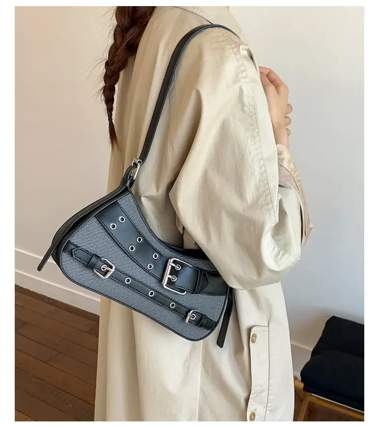 Trendy Biker Style Shoulder Bag 2025 Green Gray — feature 22