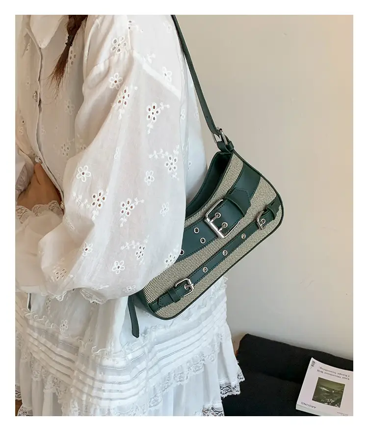 Trendy Biker Style Shoulder Bag 2025 Green Gray — feature 23