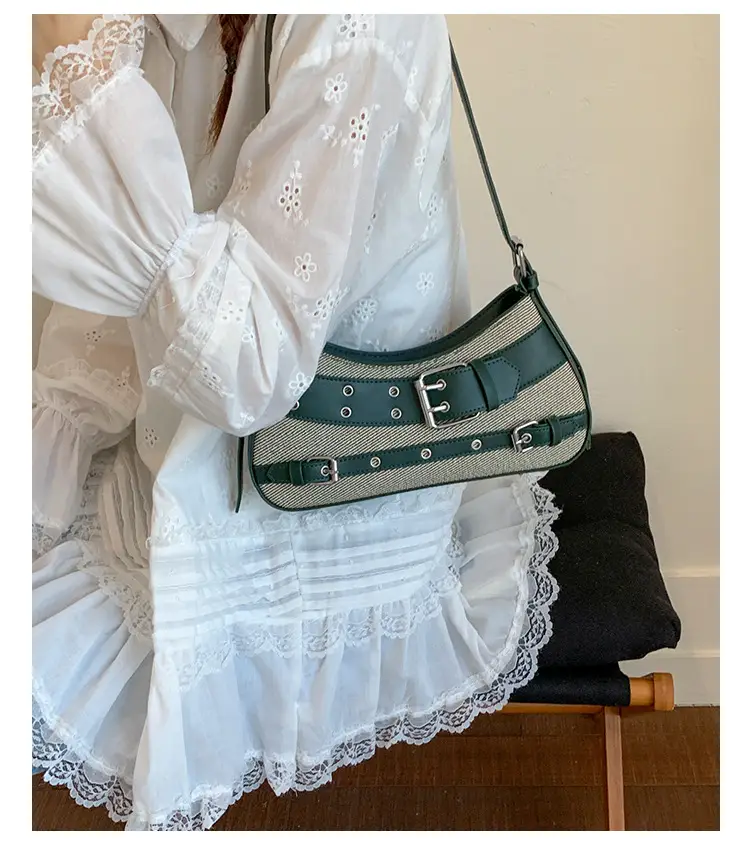 Trendy Biker Style Shoulder Bag 2025 Green Gray — feature 25