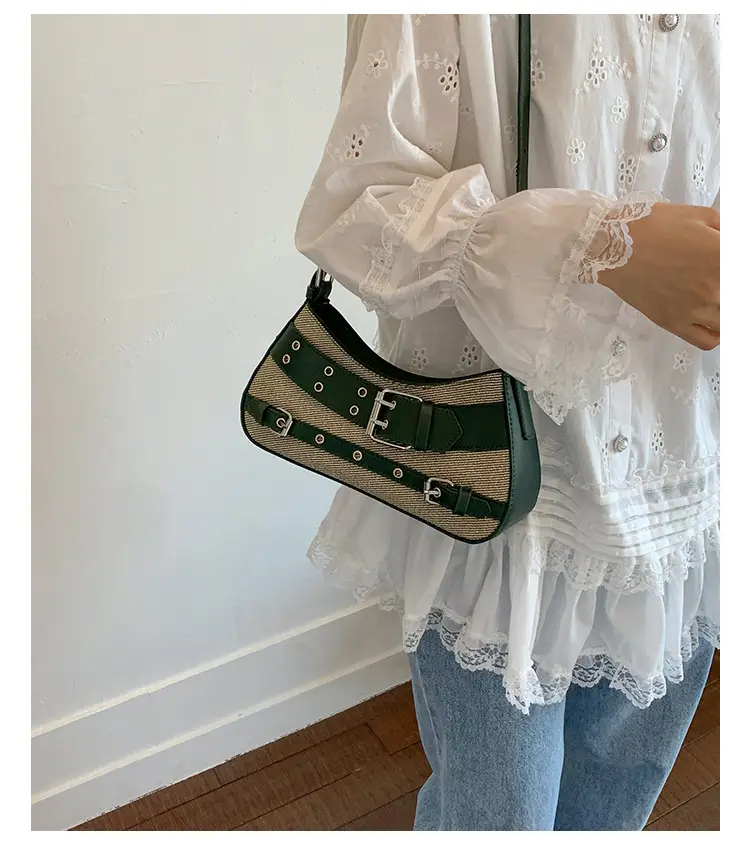 Trendy Biker Style Shoulder Bag 2025 Green Gray — feature 26