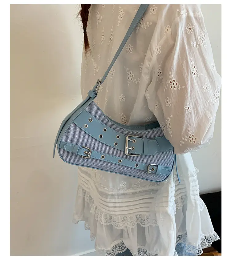 Trendy Biker Style Shoulder Bag 2025 Green Gray — feature 28