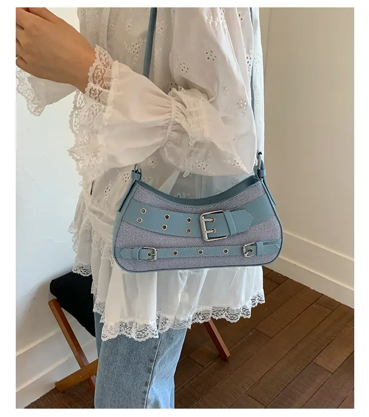 Trendy Biker Style Shoulder Bag 2025 Green Gray — feature 29