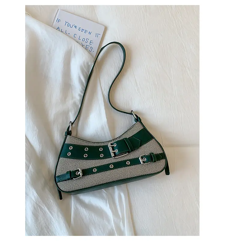 Trendy Biker Style Shoulder Bag 2025 Green Gray — feature 38