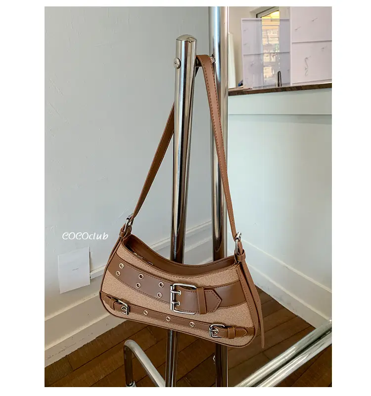 Trendy Biker Style Shoulder Bag 2025 Green Gray — feature 6