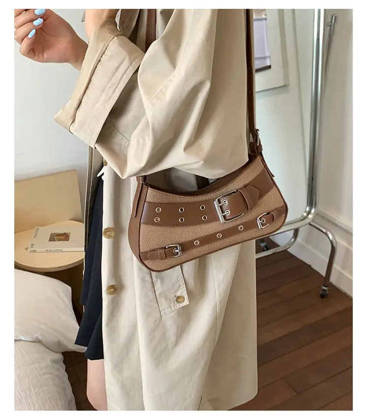 Trendy Biker Style Shoulder Bag 2025 Green Gray — feature 9