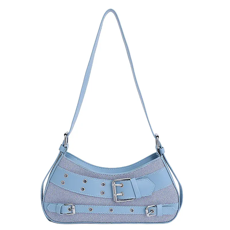 Trendy Biker Style Shoulder Bag 2025 Green Gray - Image 5