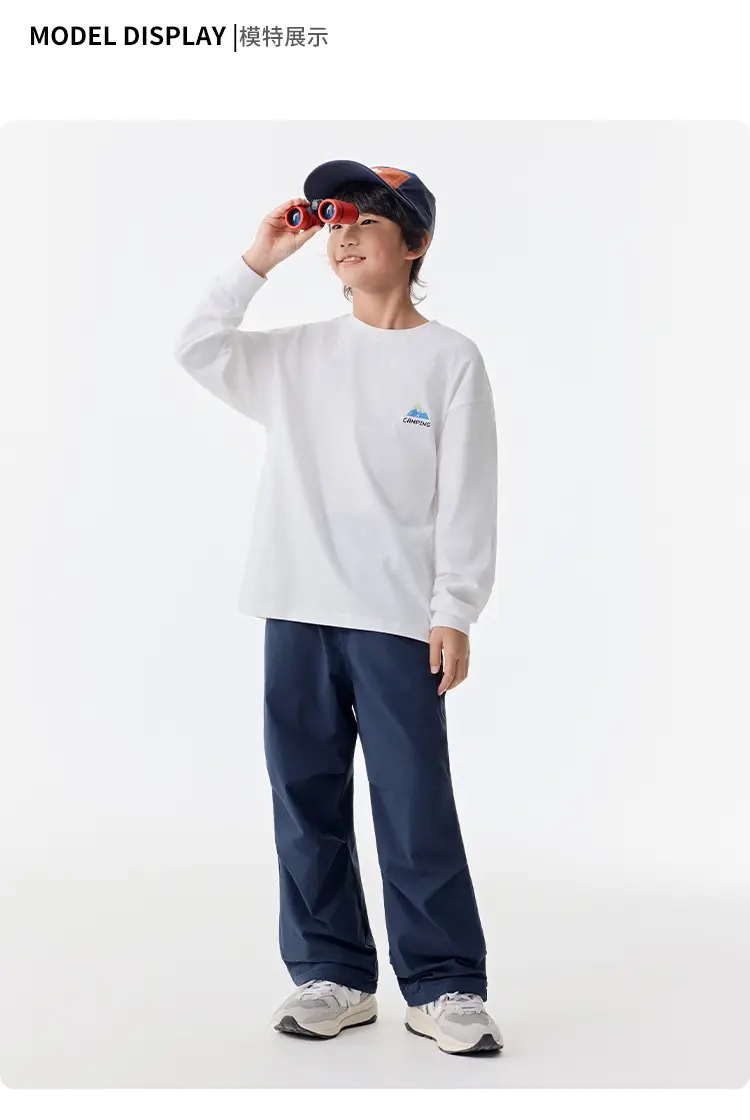 White Cotton Long Sleeve T-Shirt for Kids Girls Boys — feature 13