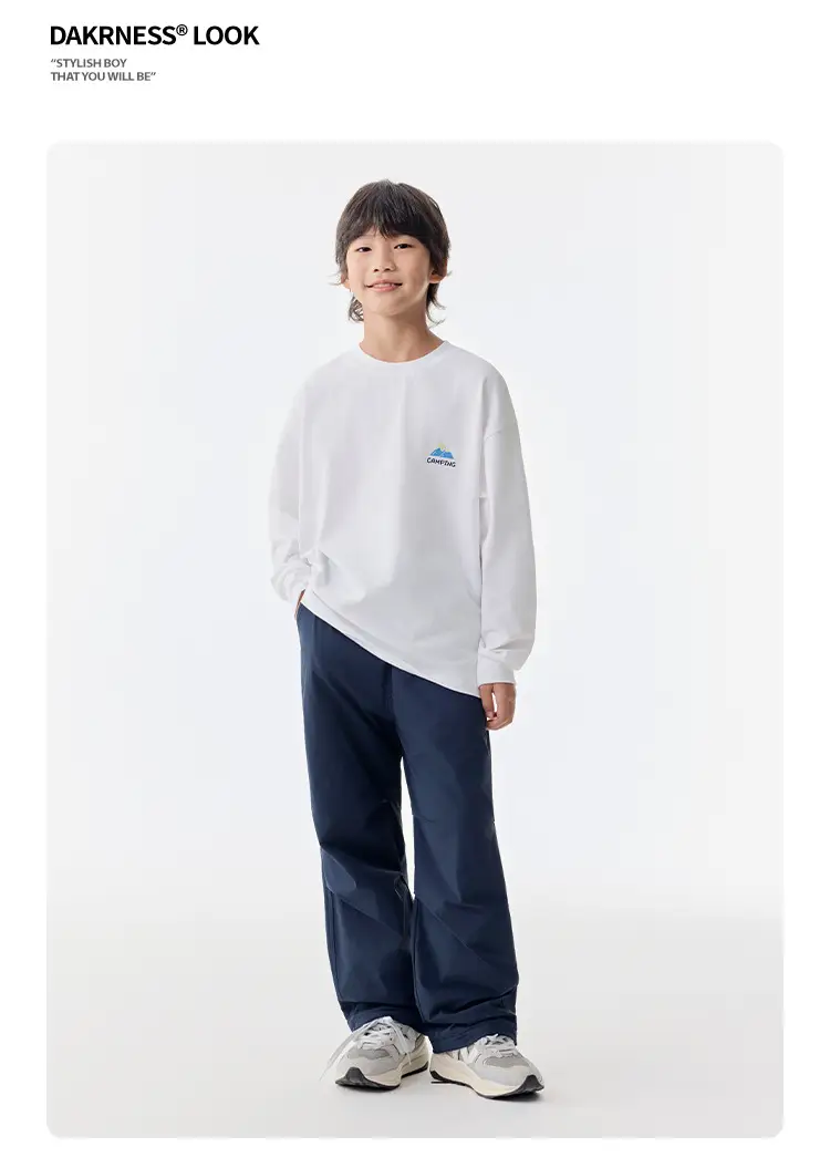White Cotton Long Sleeve T-Shirt for Kids Girls Boys — feature 14