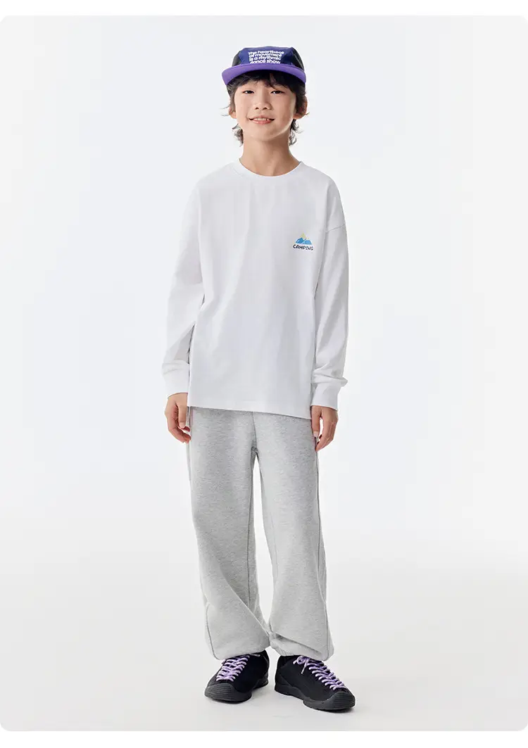 White Cotton Long Sleeve T-Shirt for Kids Girls Boys — feature 16