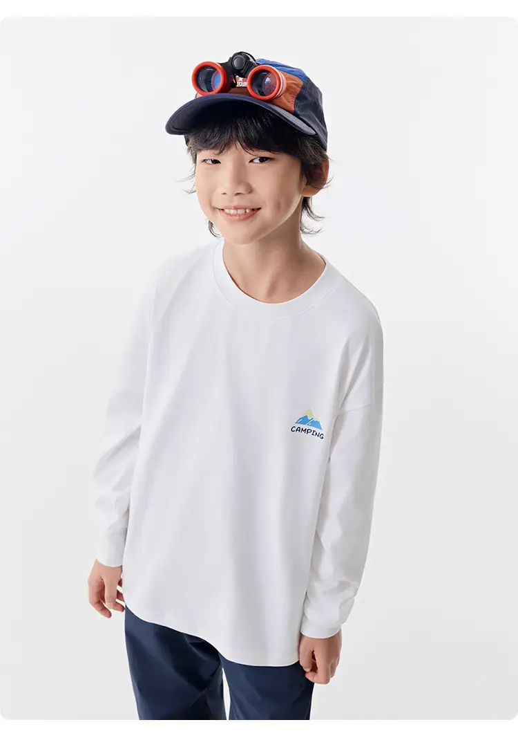 White Cotton Long Sleeve T-Shirt for Kids Girls Boys — feature 18