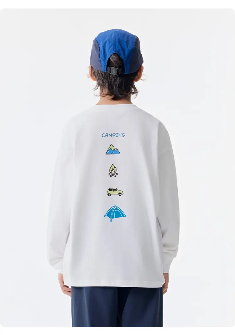 White Cotton Long Sleeve T-Shirt for Kids Girls Boys — feature 19