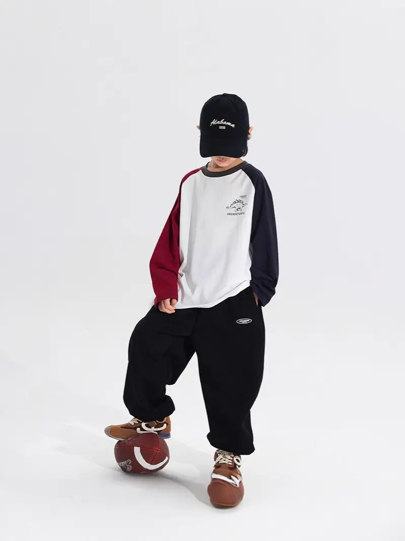 Kids Japanese Style Raglan Sleeve T-Shirt Red White Black - Image 5