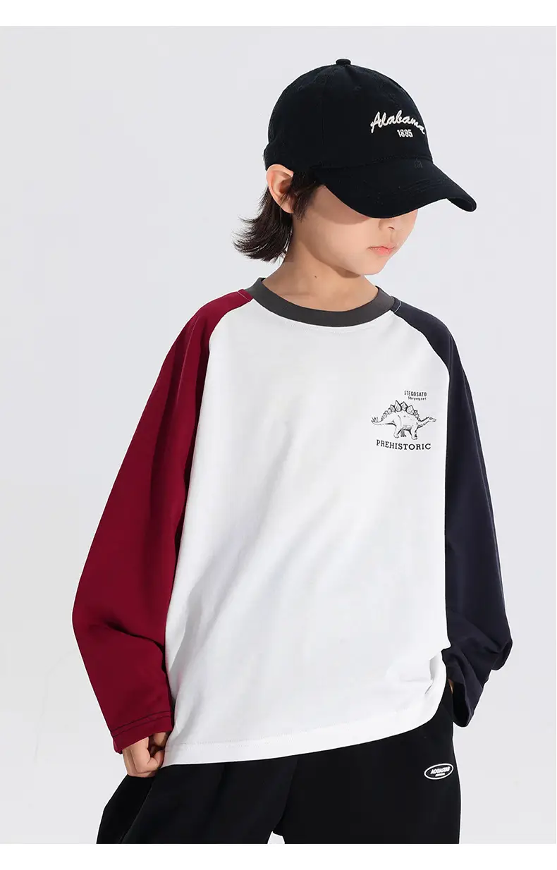 Kids Japanese Style Raglan Sleeve T-Shirt Red White Black — feature 15