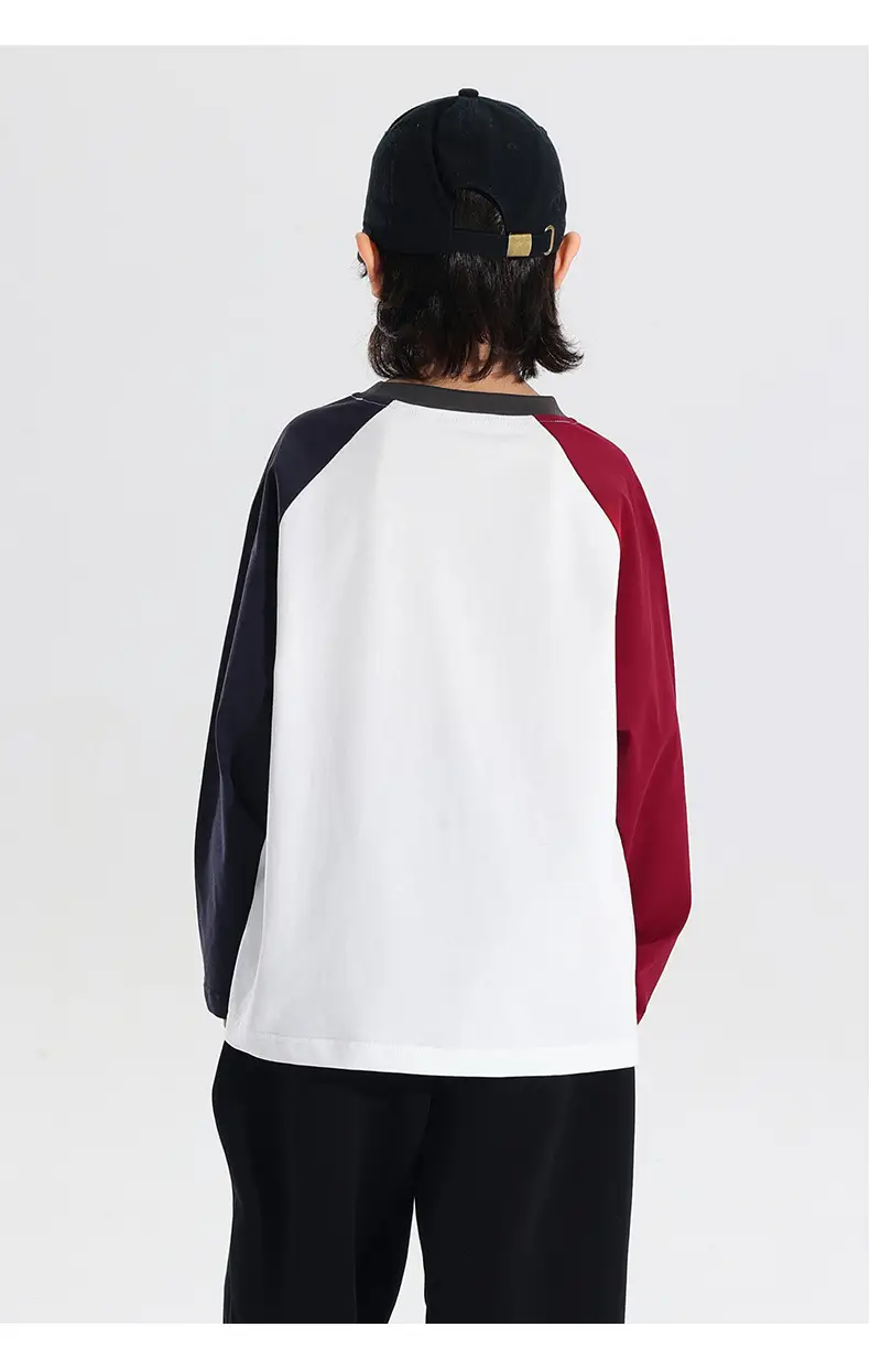 Kids Japanese Style Raglan Sleeve T-Shirt Red White Black — feature 16