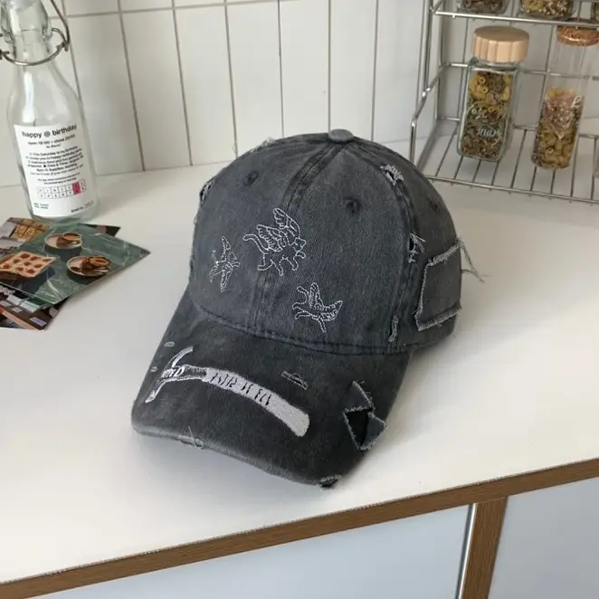 American Style Vintage Washed Distressed Angel Baseball Cap Duckbill Cap — feature 8