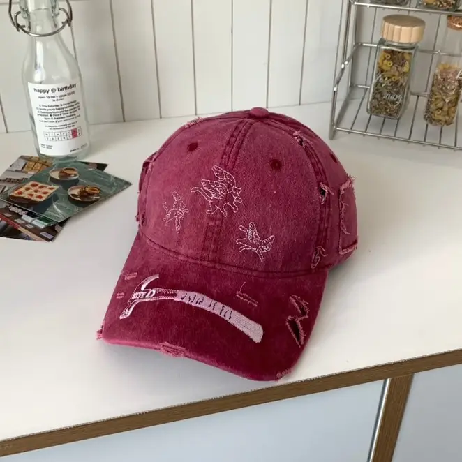 American Style Vintage Washed Distressed Angel Baseball Cap Duckbill Cap — feature 9