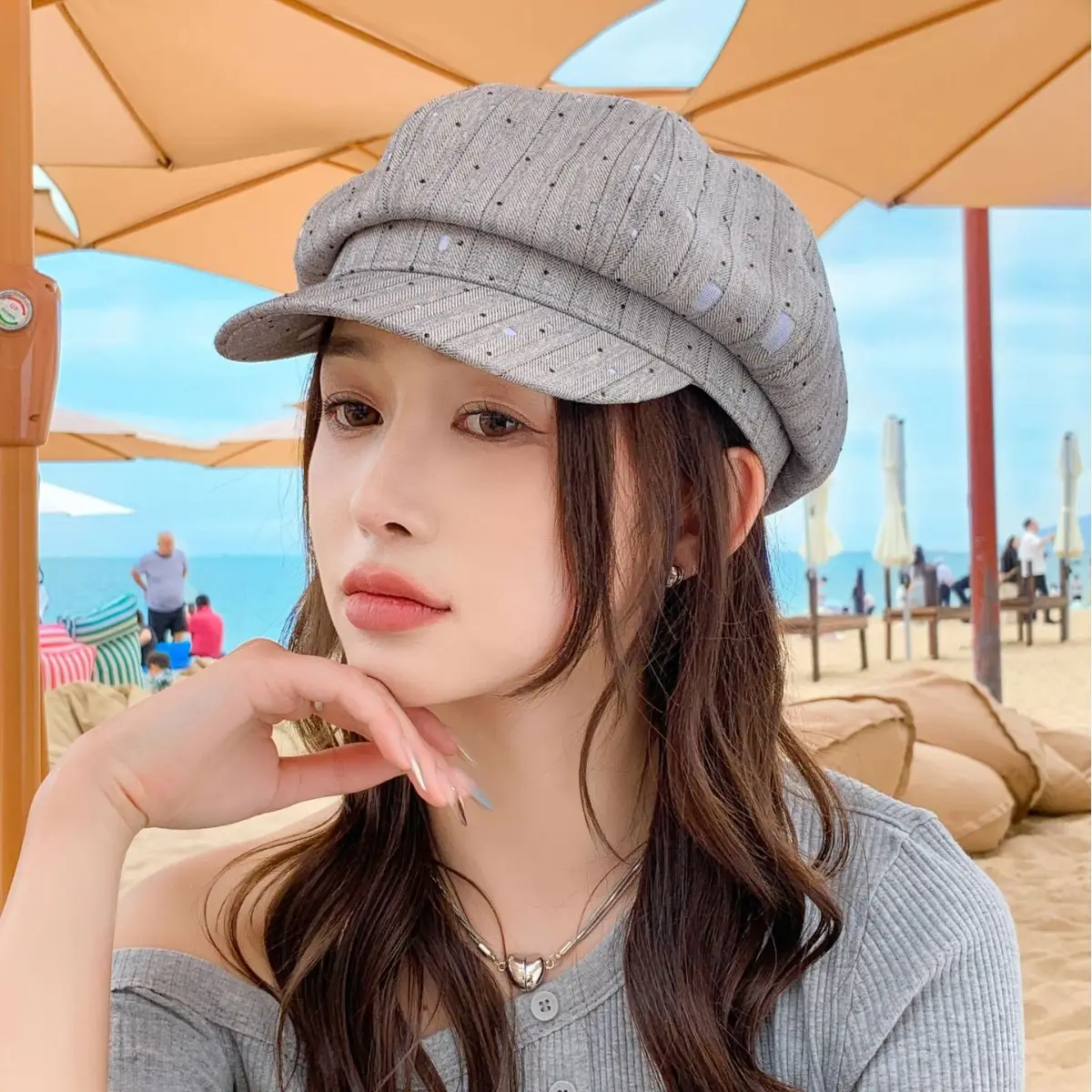 Women Duckbill Beret Smaller Face Hat for Summer - Image 4