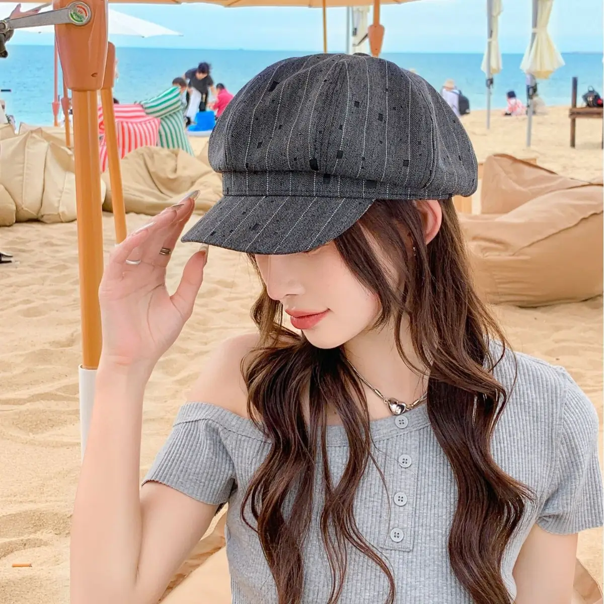 Women Duckbill Beret Smaller Face Hat for Summer - Image 5