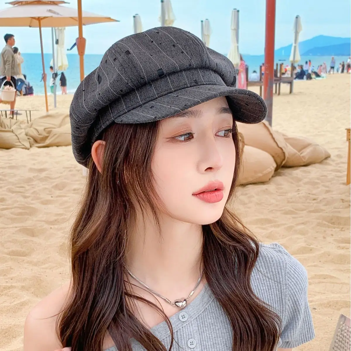 Women Duckbill Beret Smaller Face Hat for Summer - Image 6