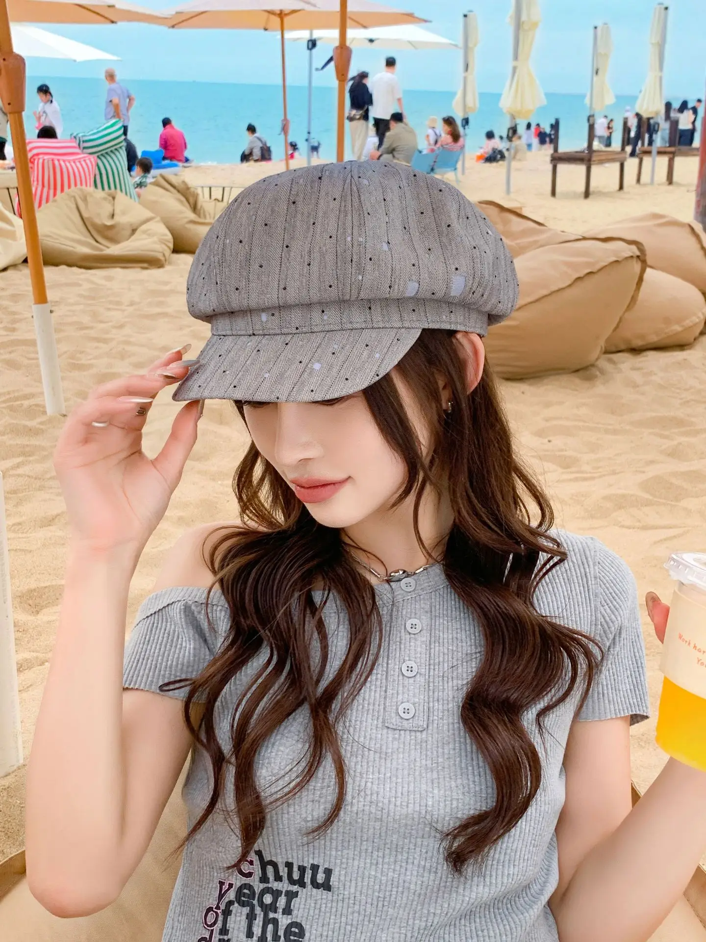 Women Duckbill Beret Smaller Face Hat for Summer — feature 9