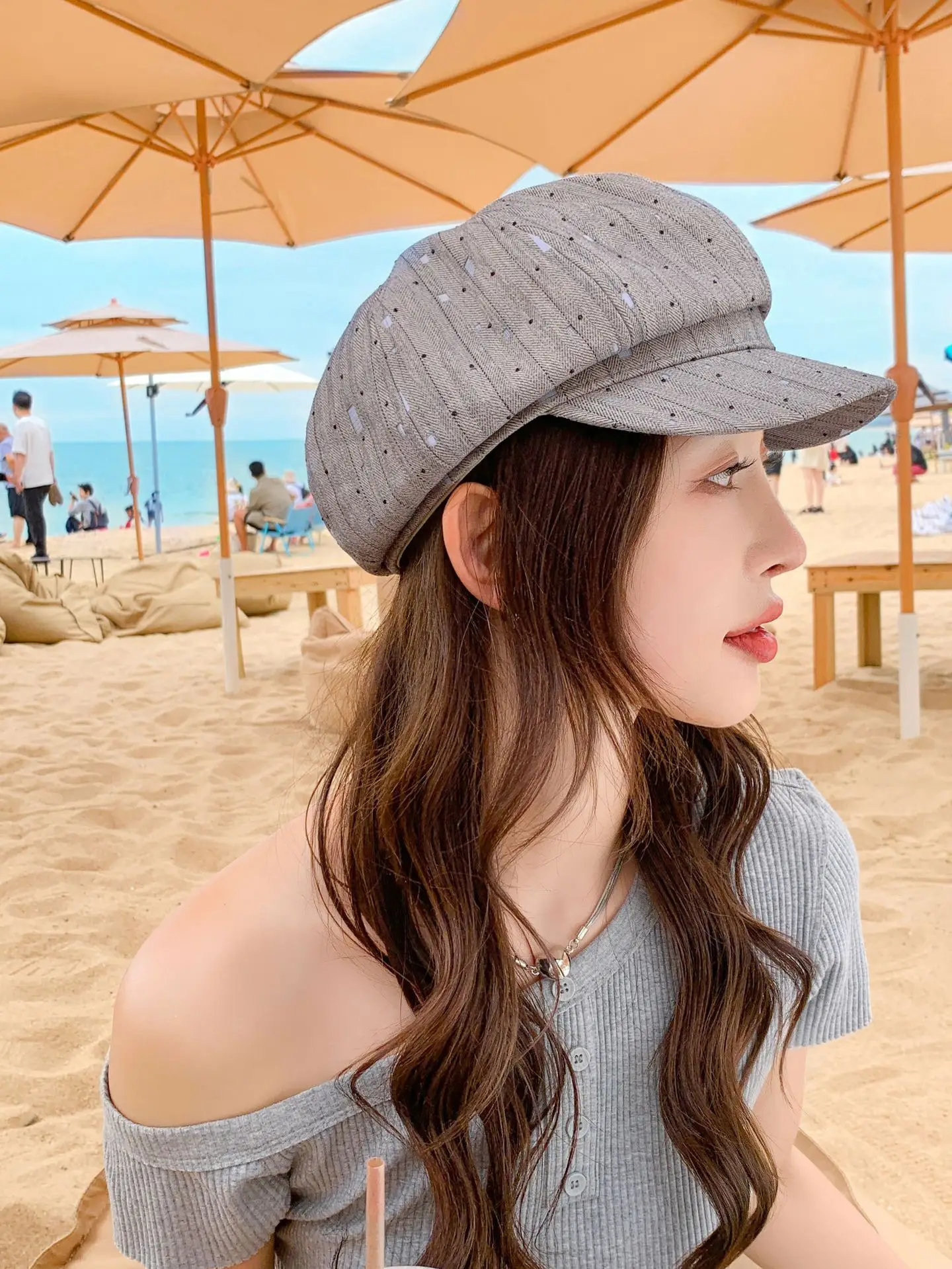 Women Duckbill Beret Smaller Face Hat for Summer - Image 2