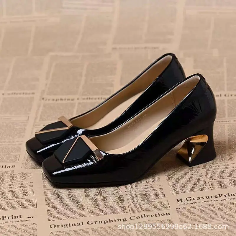 Women French Square Toe Shallow Heel Flats 2025
