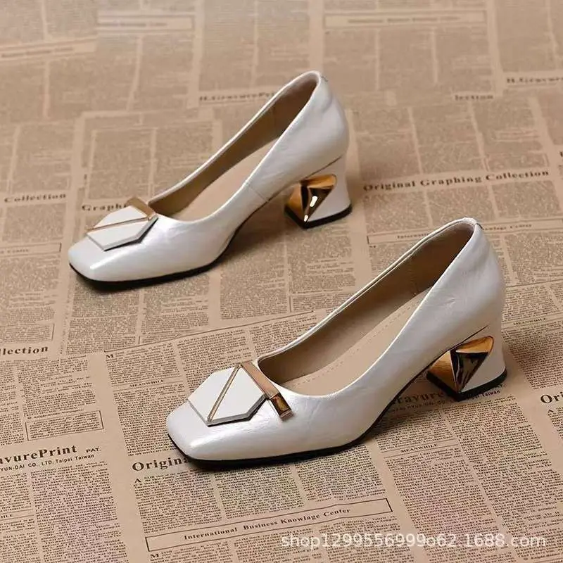 Women French Square Toe Shallow Heel Flats 2025