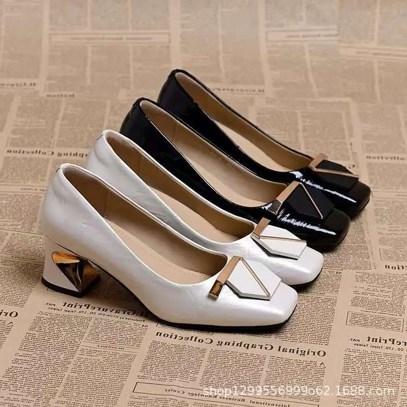 Women French Square Toe Shallow Heel Flats 2025