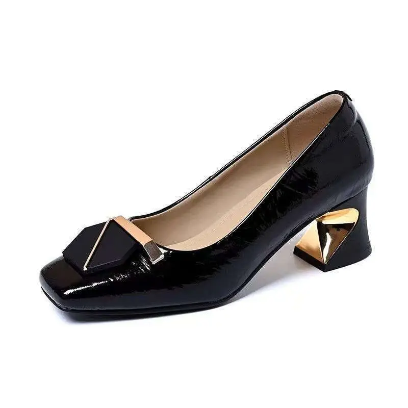 Women French Square Toe Shallow Heel Flats 2025