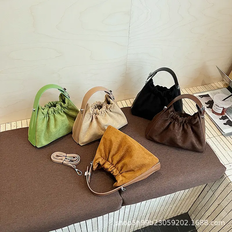 Trendy Pleated Shoulder Bag for Women Tan - Image 9