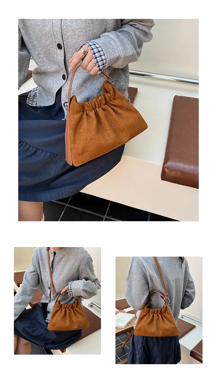Trendy Pleated Shoulder Bag for Women Tan — feature 11