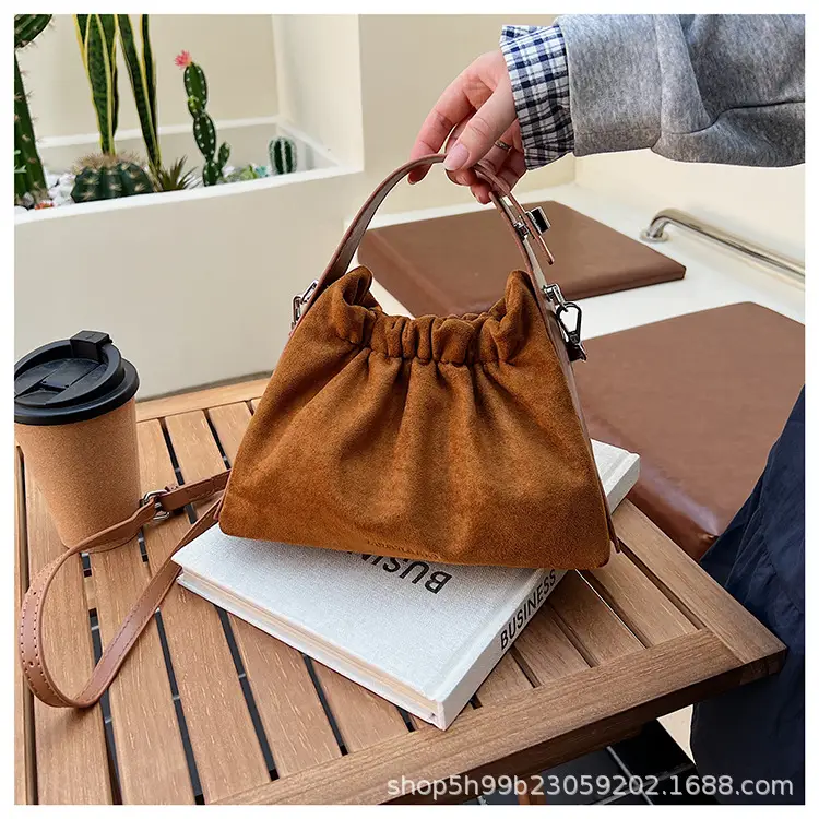Trendy Pleated Shoulder Bag for Women Tan — feature 29