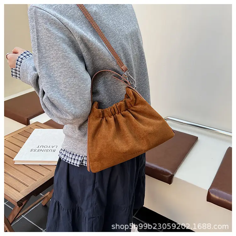 Trendy Pleated Shoulder Bag for Women Tan — feature 30