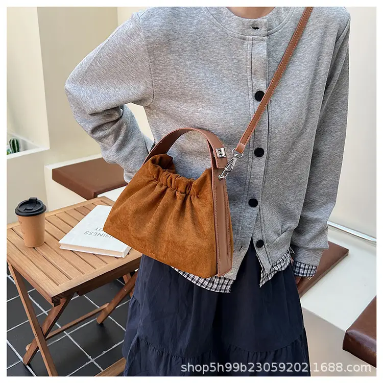 Trendy Pleated Shoulder Bag for Women Tan — feature 31