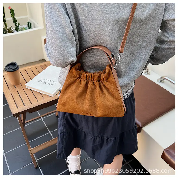 Trendy Pleated Shoulder Bag for Women Tan — feature 32