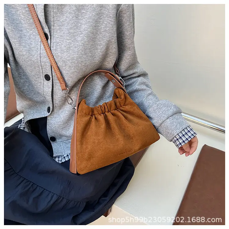 Trendy Pleated Shoulder Bag for Women Tan — feature 33