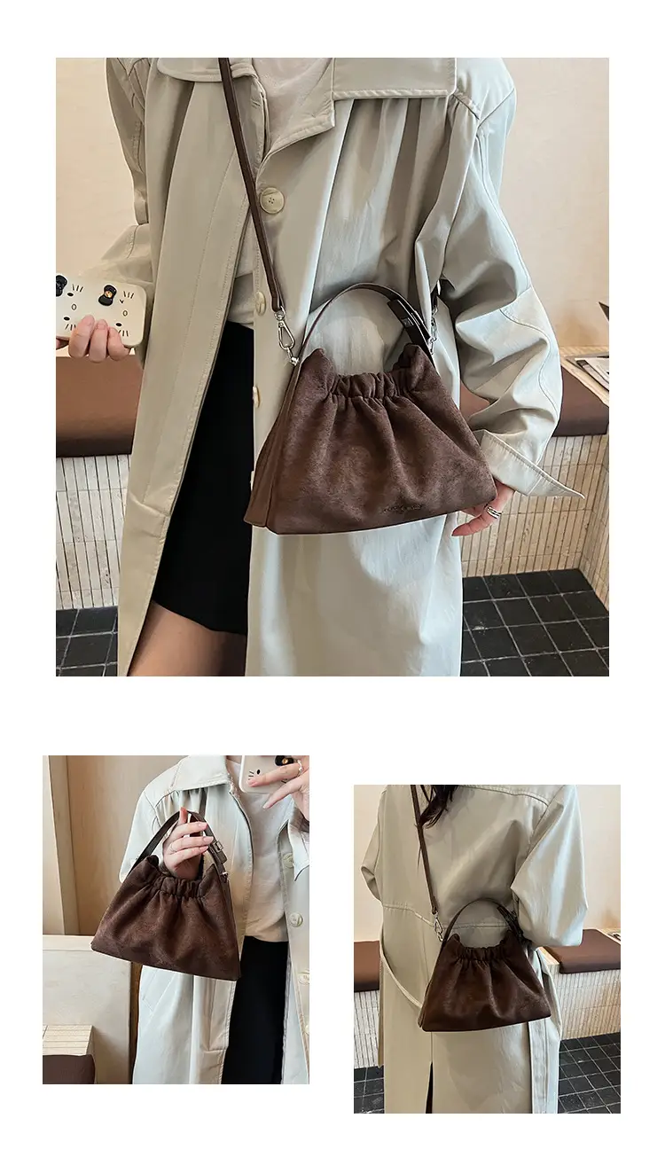 Trendy Pleated Shoulder Bag for Women Tan — feature 8