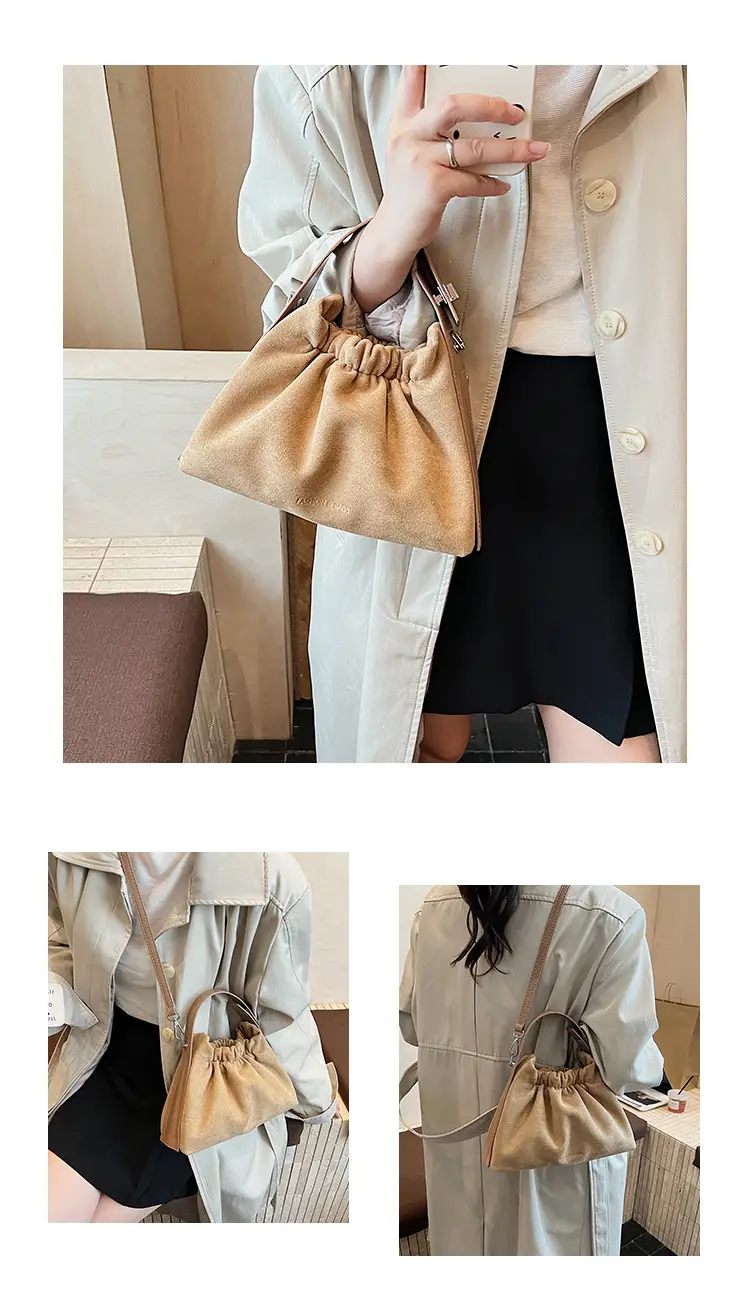 Trendy Pleated Shoulder Bag for Women Tan — feature 9