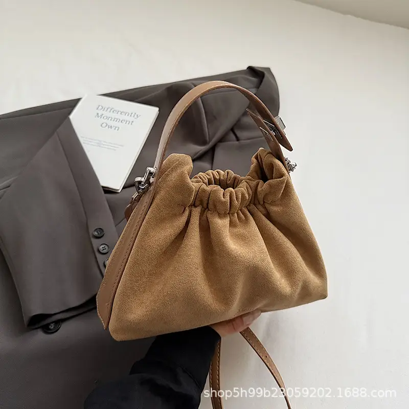 Trendy Pleated Shoulder Bag for Women Tan - Image 2