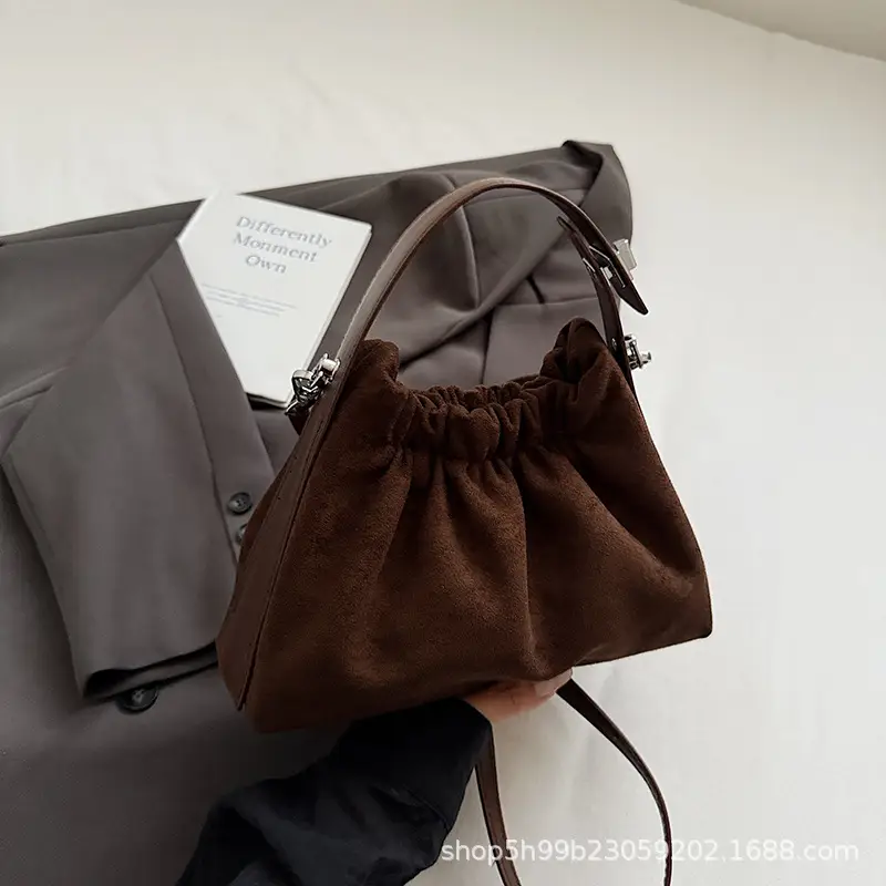 Trendy Pleated Shoulder Bag for Women Tan - Image 4