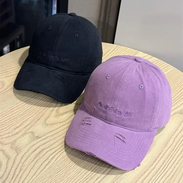 Women Red & White Distressed Baseball Caps - Image 8