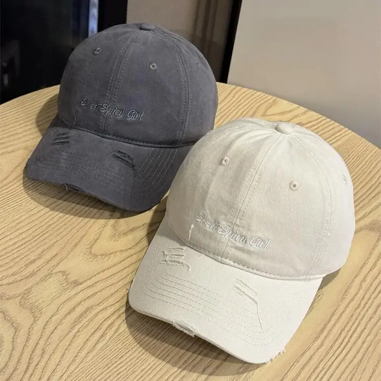 Women Red & White Distressed Baseball Caps - Image 9