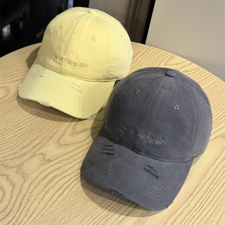 Women Red & White Distressed Baseball Caps - Image 10