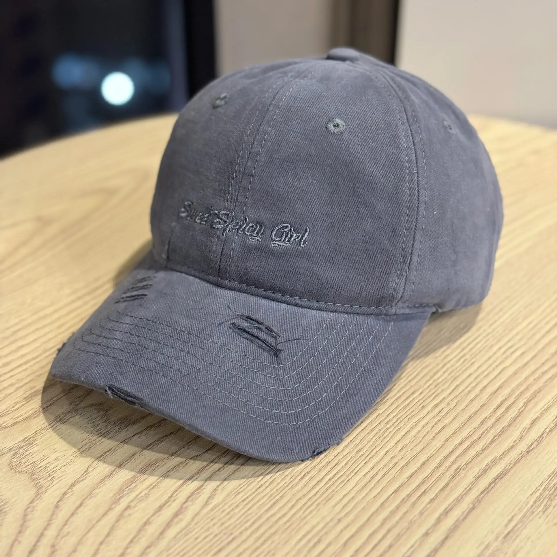 Women Red & White Distressed Baseball Caps — feature 10