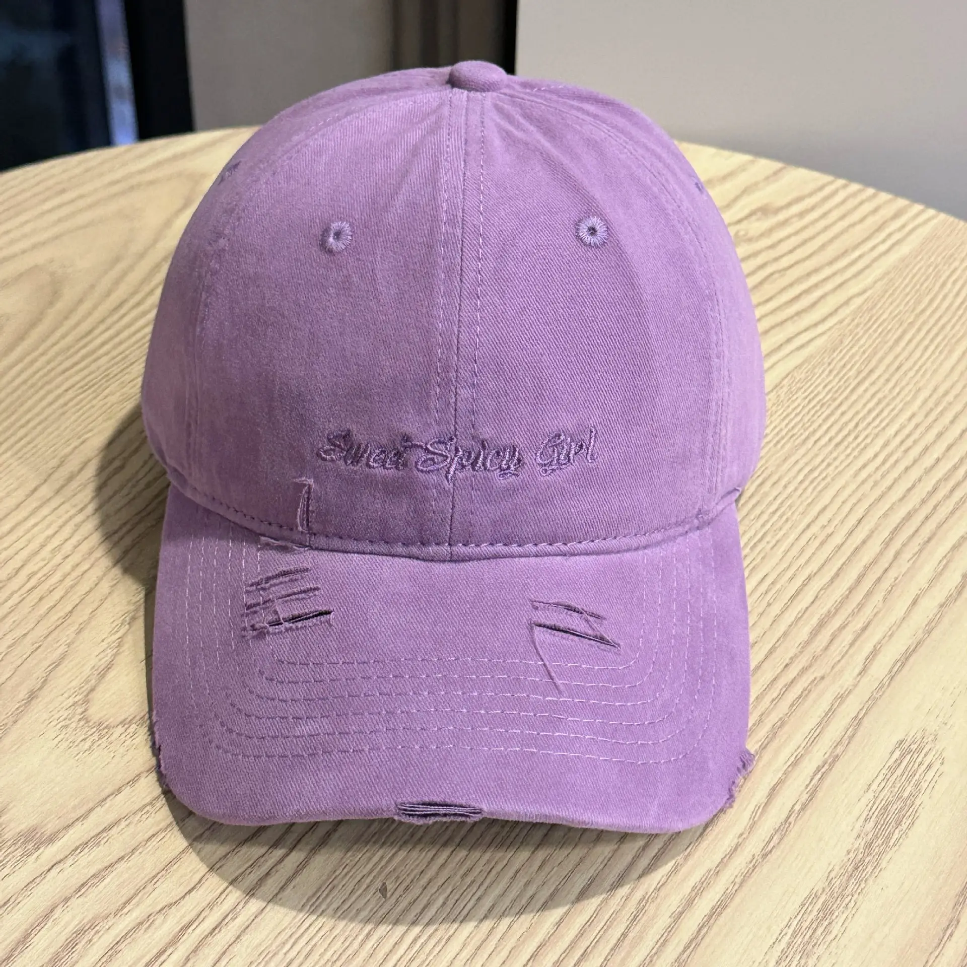 Women Red & White Distressed Baseball Caps — feature 11